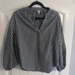 Gingham Puff Sleeve Blouse - A New Day